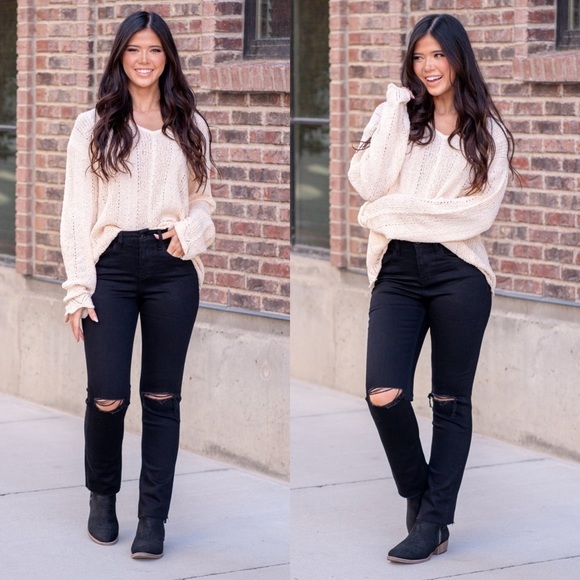 NWT! Sneak Peek Black High Rise Stretchy Distressed Black City Streets Jeans! - Picture 1 of 5